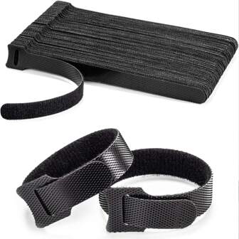 1/20/50/80 件可重复使用电缆扎带，黑色可调节 6 英寸（约 15.2 厘米）电线整理带，多用途钩环电缆管理扎带，适用于家庭、办公室、数据中心