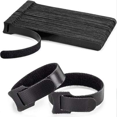 1/20/50/80pcs Reusable Cable Ties, Black Adjustable 6 Inch (Approx. 15.2 Cm) Cord Organizer Straps, Multi-Purpose Hook & Loop Cable Management Ties For Home, Office, Data Center Back To School