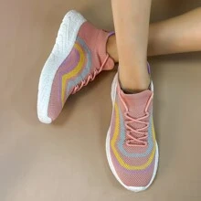 Couple's Casual Breathable Sports Shoes, Popular Elastic Low-cut Sneakers With Canvas Upper And Popcorn Outsole, Soft And Comfortable Running Shoes, Suitable For Both Men And Women