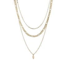 1pc Gold Color Fashionable 3-layer Leaf Necklace For Daily Wear - Gold - View 5