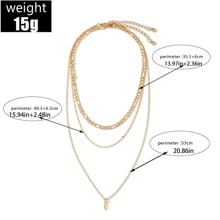 1pc Gold Color Fashionable 3-layer Leaf Necklace For Daily Wear - Gold - View 6