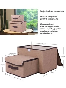 Conjunto de 6 Cajas Organizadoras Tela, Cajas de almacenaje Plegable, Cubos de Almacenamiento Organizadores de Contenedore para Ropa Juguetes Libros - Marrón - Ver 2