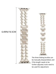 1 Piece Of Double Row Heart-Shaped Metal Watch Strap, Compatible With Apple Watch Series Ultra/Se/8/7/6/5/4/3/2/1 Series Replacement Wristband 38/40/41/42/44/45/49mm As A Gift For Students Returning To School