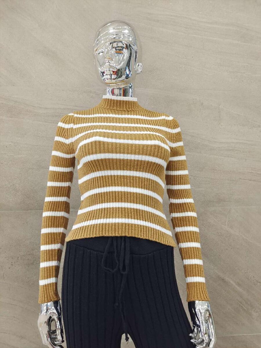 Women Knit Tops - 芥末黃 - 查看 1