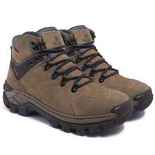 Bota Coturno Masculino em Couro Adventure Trekking Trilha Cachoeira Palmilha Gel Com C.A
