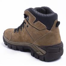 Bota Coturno Masculino em Couro Adventure Trekking Trilha Cachoeira Palmilha Gel Com C.A