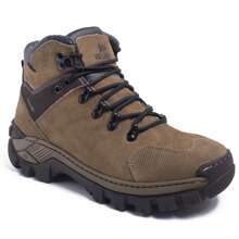 Bota Coturno Masculino em Couro Adventure Trekking Trilha Cachoeira Palmilha Gel Com C.A