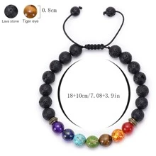 1pc Handmade Multicolored Acrylic Beaded 7 Chakra Bracelet - Multicolor - View 3