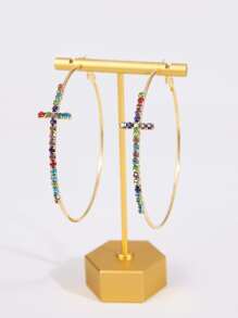 1pair Cross Design Women's Earrings - Multicolor - View 1