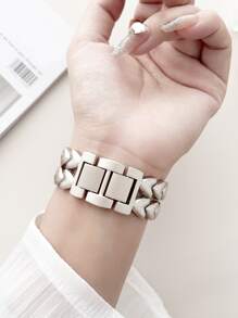 1 Piece Of Double Row Heart-Shaped Metal Watch Strap, Compatible With Apple Watch Series Ultra/Se/8/7/6/5/4/3/2/1 Series Replacement Wristband 38/40/41/42/44/45/49mm As A Gift For Students Returning To School