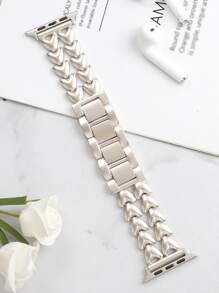 1 Piece Of Double Row Heart-Shaped Metal Watch Strap, Compatible With Apple Watch Series Ultra/Se/8/7/6/5/4/3/2/1 Series Replacement Wristband 38/40/41/42/44/45/49mm As A Gift For Students Returning To School