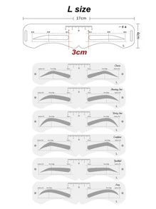 L Size Soft Ruler Eyebrow Stencil Shaper Sticker Eyebrow Shaping Makeup Tools 6 Design / Set