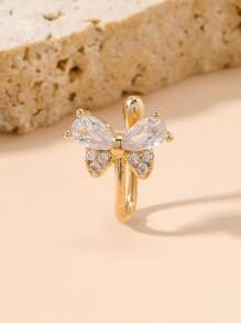 1pc Butterfly Design Nose Clip For Women, With Rhinestone And Decoration, Personalized & Exquisite & Luxurious Style - Gold - View 2