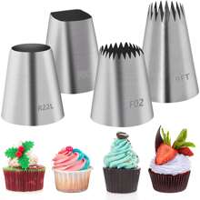 4 Piezas/set Juego De Boquillas Para Tuberías Grandes F02 F06 9ft R22 Con Forma Cuadrada/redonda Para Decorar Pasteles Con Crema, Accesorios De Cocina Para Hornear Y Bandejas De Horno - Albaricoque - Ver 5