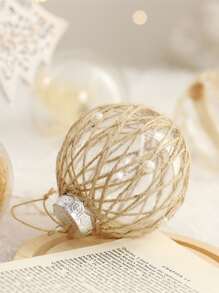 6 件装 8 厘米香槟色圣诞球圣诞树装饰吊坠手绘球橱窗场景布置道具家居装饰最佳礼物 - 查看 3