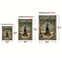 1 件貓和書印刷牆壁藝術畫,家居裝飾海報,無框 - 彩色 - 查看 2