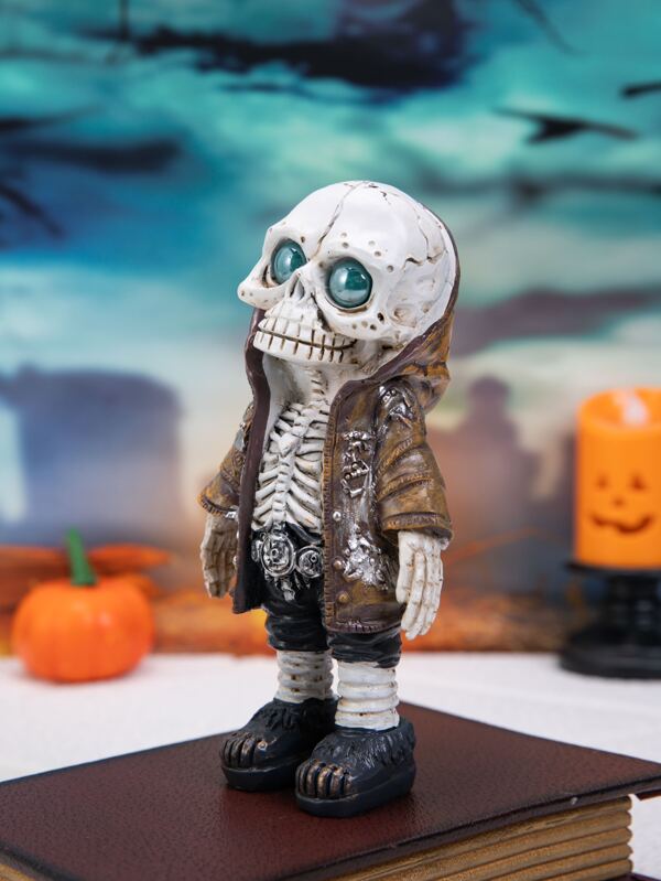 1pc Resin Human Skeleton Shaped Halloween Decoration For Halloween Party Scene