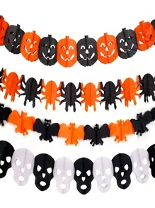 TYFYO 3 mètres Guirlande pendante d'Halloween Bunting Chauve-souris Citrouille Fantômes Araignée Bannière de papier Joyeux Halloween Décorations de fête d'horreur Accessoires d'automne, Noël