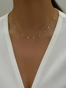 1pc Fashionable Minimalist Teardrop Stainless Steel Necklace, Suitable For Women's Daily Outfit And Gift