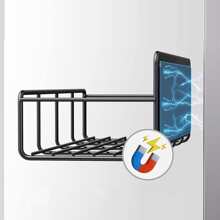 1 Set Magnetic Spice Rack Organizer, Space Saver for Refrigerator and Microwave Oven, Metal Fridge Shelf, Black