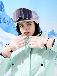 1 雙女式冬季手套防風防水滑雪手套保暖雪地手套適合寒冷天氣滑雪、跑步、騎自行車、運動