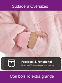 Sudadera Cobija Gigante de Gran tamaño con Capucha, Forro Polar de Microfibra Suave, Sherpa Peluda en variedad de colores - Multicolor - Ver 6