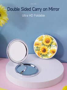 可折疊口袋化妝鏡,1入組向日葵圖案圓雙面袖珍的化妝鏡,書桌鏡子,便攜旅行鏡子適合女士&女孩,禮品送給女性媽媽妻子姐妹青少年女朋友 - 彩色 - 查看 1