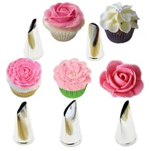 5pcs/set Small Stainless Steel Rose Petal Shaped Icing Nozzles For Decorating Cakes, Pastries, Cupcakes, Baking Pans & Biscuits, Kitchen Tools - Apricot - View 6