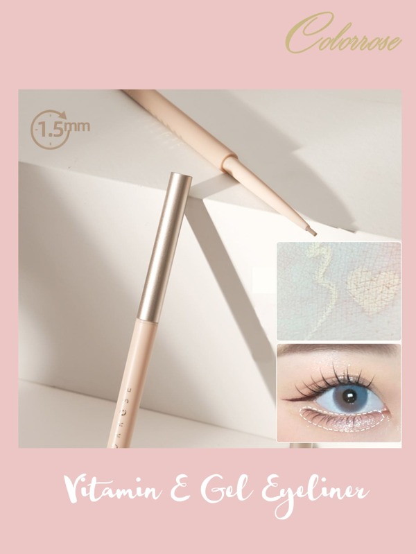 COLORROSE Vitamin E Cream Eyeliner Liner Pencil,  1.5mm Gel Eyeliner Pencil, Tin Tip, Easy To Use, Smooth And Intense Color, Nourishing Skin, Waterproof And Sweatproof,60mg