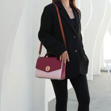 MKF Collection Zayla Color Block Vegan Leather Women Shoulder Bag, Elegant Crossbody Fashion Purse