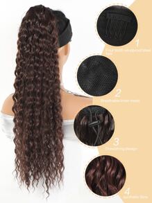 Drawstring Ponytail Extension Honey Brown 24/30 Inch Long Ponytail For Women Deep Wave Hair Extensions Ponytail Curly Pony Tails Synthetic Clip In Ponytail Hair Extensions - Coffee Brown - View 5