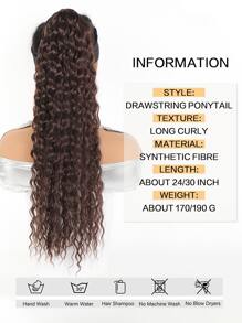 Drawstring Ponytail Extension Honey Brown 24/30 Inch Long Ponytail For Women Deep Wave Hair Extensions Ponytail Curly Pony Tails Synthetic Clip In Ponytail Hair Extensions - Coffee Brown - View 3