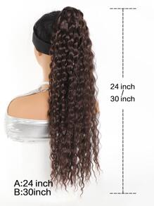 Drawstring Ponytail Extension Honey Brown 24/30 Inch Long Ponytail For Women Deep Wave Hair Extensions Ponytail Curly Pony Tails Synthetic Clip In Ponytail Hair Extensions - Coffee Brown - View 2