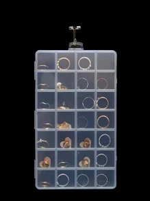 1 PC 28-Lưới Trang Sức Hộp Bảo Quản, Trong Suốt Đa Năng Tự Làm Nghệ Thuật Thủ Công Đầu Móng Tay Khoan Trang Sức Bông Tai Hạt Hoàn Thiện hộp - Trong sáng - Xem 2