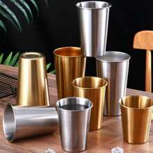 A Set Of Silver Stainless Steel Drinking Cup, Available In Multiple Capacities, Suitable For Hot Or Cold Beverages, Perfect For Tea, Coffee, Milk Tea Or Water, Ideal For Household, Restaurant, Company Or School Cafeteria