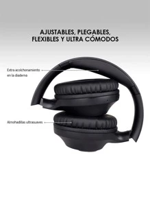 AKANE Ultra High Definition Bluetooth Wireless Headband Headphones With Removable USB-C Microphone, Long Battery Life Up To 48 Hours Of Use, Foldable Hands-Free Headphones, Mod. OF-2000 - màu đen - Xem 6