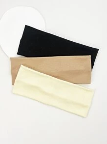 3 piezas banda para el cabello informal sólida para mujer para la vida diaria para volver a la escuela - Multicolor - Ver 3