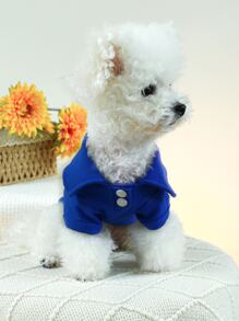 1pc Pet Clothing Cute Two Paw Print Pattern Shirt For Dogs And Cats - Blue - View 3