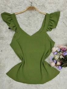 Women Tank Tops & Camis - Màu xanh lá cây đậm - Xem 2
