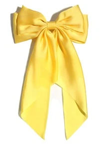 1pc Silk Satin Bowknot Hair Clip Accessory, Daily Wear Valentine's Day Valentines Claw Clips Hair Claws Hair Barrettes, School Stuff, Elegant, College, Bows, Cute, Hair Accessories, Head Accessories, Hair Accessories For Women - Mustard Yellow - View 4