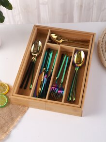 1pc Natural Bamboo Extendable Storage Box