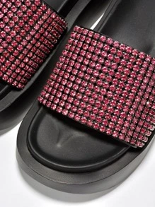 Women's  Luxurious Rhinestone Platform Sandals - Platform Round Toe Mid Heel For Every Day Wear - Pink - View 6