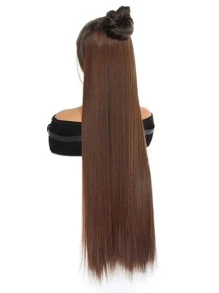 合成 5 片接发 长直发 棕色 80 厘米 女士天然假发 - Light Brown - 查看 4