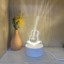 Lámpara De Escritorio Con Forma De Guitarra Eléctrica Sy190 (un Solo Color Sin Interruptor) - Blanco - Ver 1