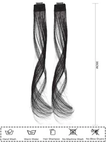 Dài Bên Tóc mái , Quăn Dợn sóng Kẹp Mặt trước Tóc mái Đối với phụ nữ , Mặc hàng ngày , Dài Tóc mai 2 mảnh Bộ ( Đen ) - màu đen - Xem 3