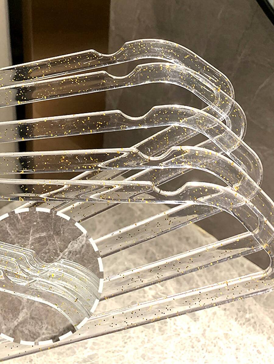 Clear Acrylic Hangers Plastic Glitter Coat Hanger Non Slip Space Saving