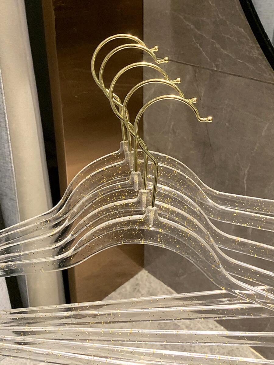 Clear Acrylic Hangers Plastic Glitter Coat Hanger Non Slip Space Saving