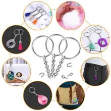 Keyring Hoops For Crafts, Resin Keychain, 30pcs Keychain Rings With Chains, 30pcs Jump Rings, 30pcs Eye Screws For Diy Keychain Making - Silver - View 4