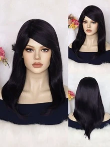 中等直筒人造假髮帶劉海 - 黑色 - 查看 1