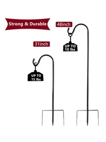 1 Pack Shepherd Hook 48 inch 1/2 inch Thick Use at Weddings, Hanging Solar Lights, Lanterns, Bird Feeders, Metal Hanger Hook. (Black, 48 inch) U.S. Patent. - Black - View 5